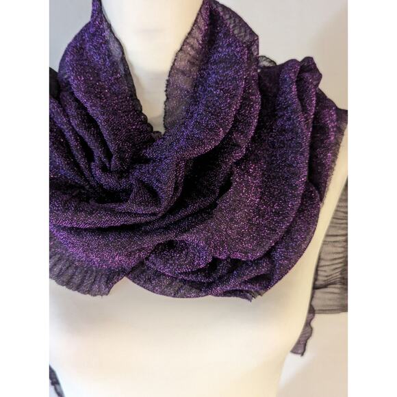 Shawl Wrap Scarf Glistening Purple Thread with Black 16" x 76"See Photos Meas - Picture 9 of 9